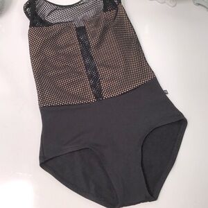 Lea Marie Dancewear Gorgeous Black Net Leotard XS EUC!